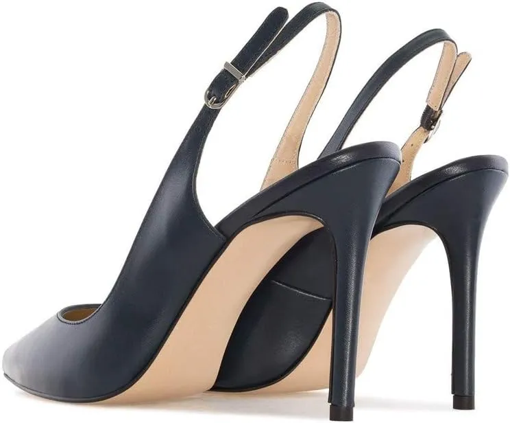 Eldof Women High Heels Pumps | Pointed Toe Slingback Stiletto | 10cm Classic Elegante Court Shoes