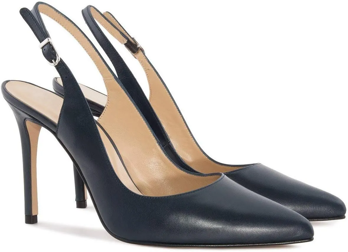 Eldof Women High Heels Pumps | Pointed Toe Slingback Stiletto | 10cm Classic Elegante Court Shoes