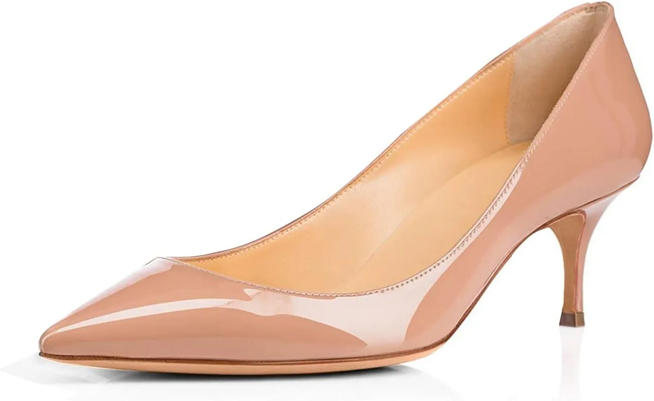 Eldof Women Kitten Heels Pumps | Pointed Toe Stiletto | 6.5cm Classic Court Shoes