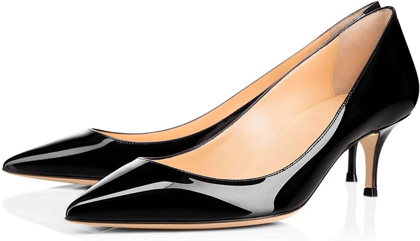 Eldof Women Kitten Heels Pumps | Pointed Toe Stiletto | 6.5cm Classic Court Shoes