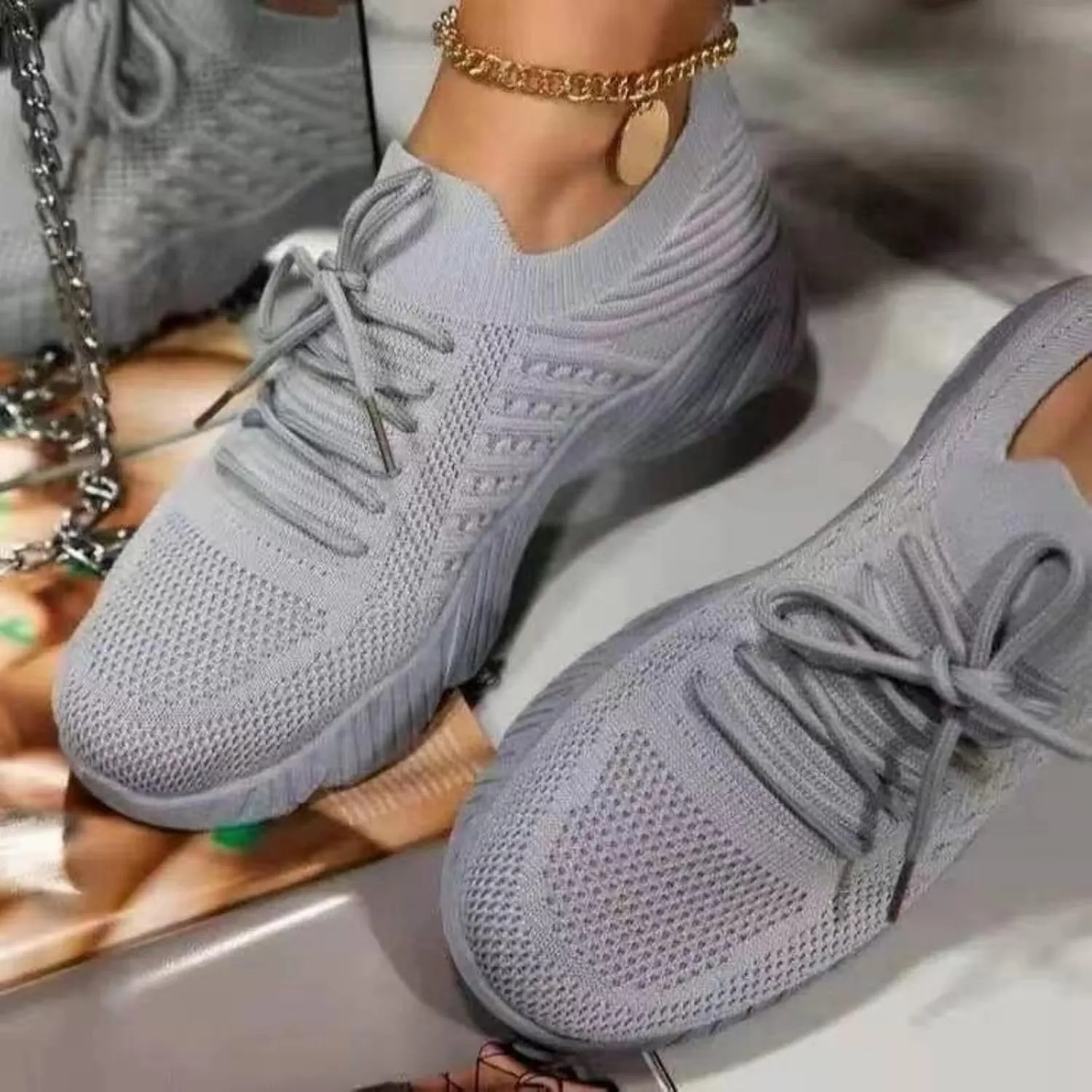 Fashion Sneakers for Women Comfortable Breathable Mesh Walking Shoes Summer Lightweight Low Heel Tennis Non Slip Gym Workout Athletic Sport Jogger Shoes
