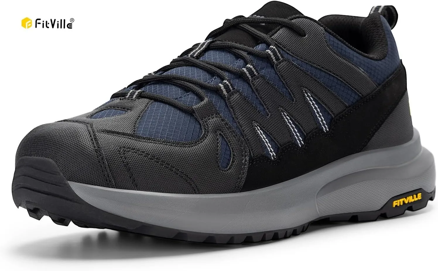 FitVille Men's Wide Hiking Shoes for Men Go Walking Hiking Shoes Trekking Trails Sneakers with Arch Support