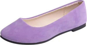 Flat Shoes for Women Comfortable Slip On Walking Ballerina Shoe Ladies Pointed-Toe Ballet Flats Suede Shallow Single-Shoes