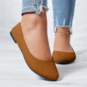 Flat Shoes for Women Comfortable Slip On Walking Ballerina Shoe Ladies Pointed-Toe Ballet Flats Suede Shallow Single-Shoes