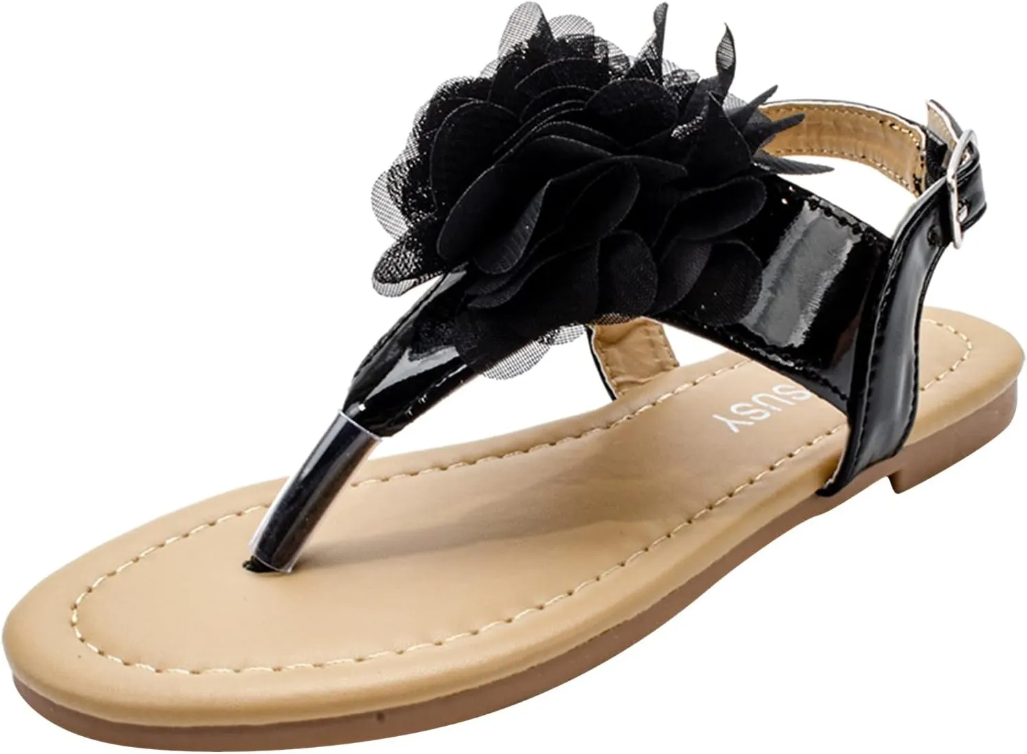 Girls Flip Flop Sandals Open Toe Cute Flat Thong Sandals Summer Outdoor Beach Shoes Toddler/Little (Black, 10 Toddler)