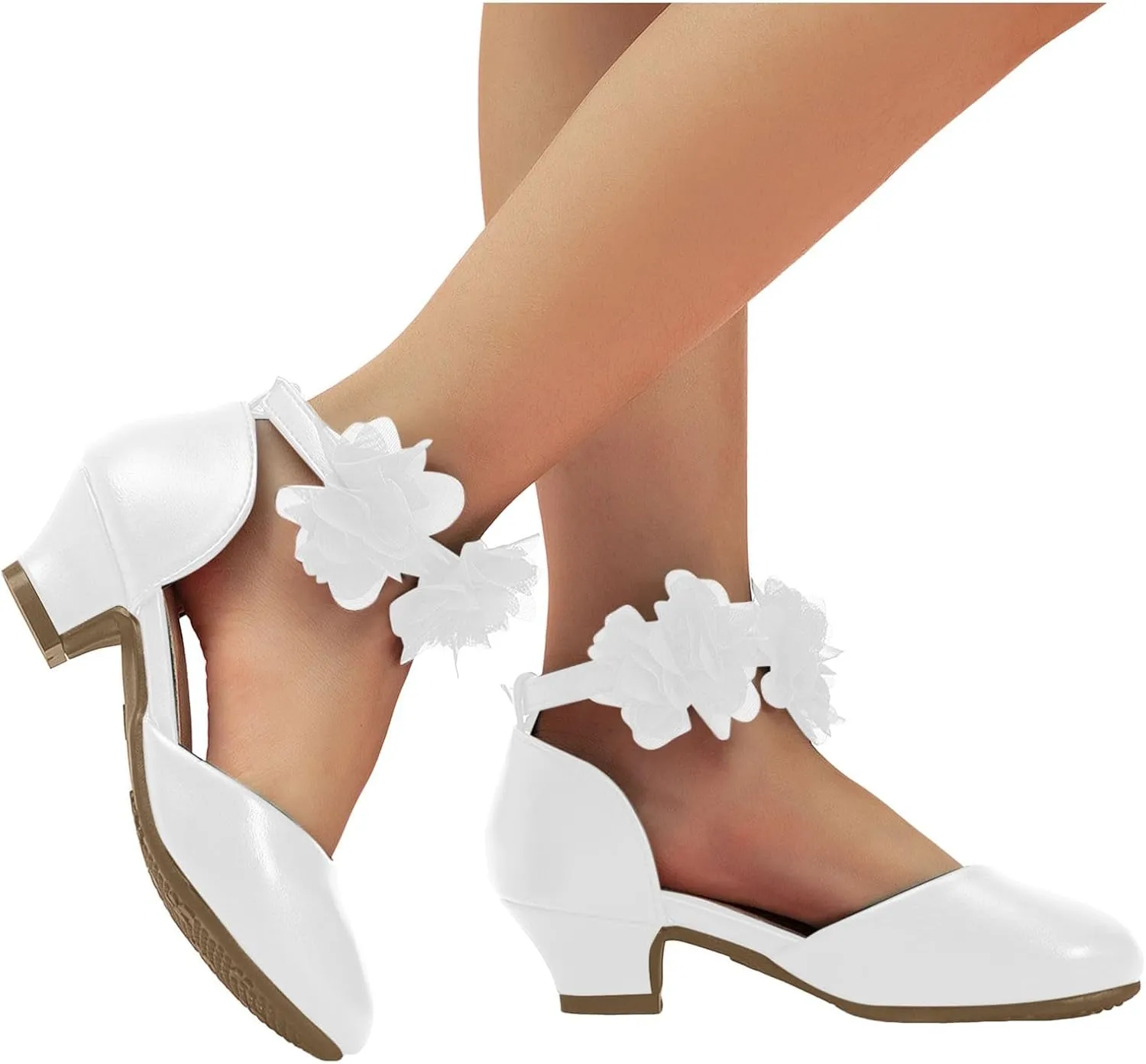 Girls Silk Flower Shoes Little Girl Closed Toe Hollow High Heels Children Dance Performance Dress Girl Sandals Size 3