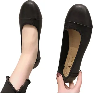 Hbeylia Women's Ballet Flats Fashion Casual Leather Round Toe Platform Wedge Slip On Loafer Driving Sneaker Shoes For Women Ladies Work Nursing Dancing