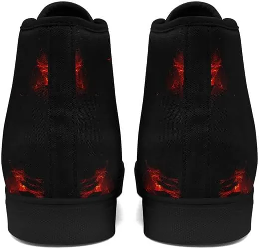 High-top Skull Canvas Sneaker for Men Women Lace up Fashion Unisex Flame Walking Casual Flat Shoes Black White Shoes