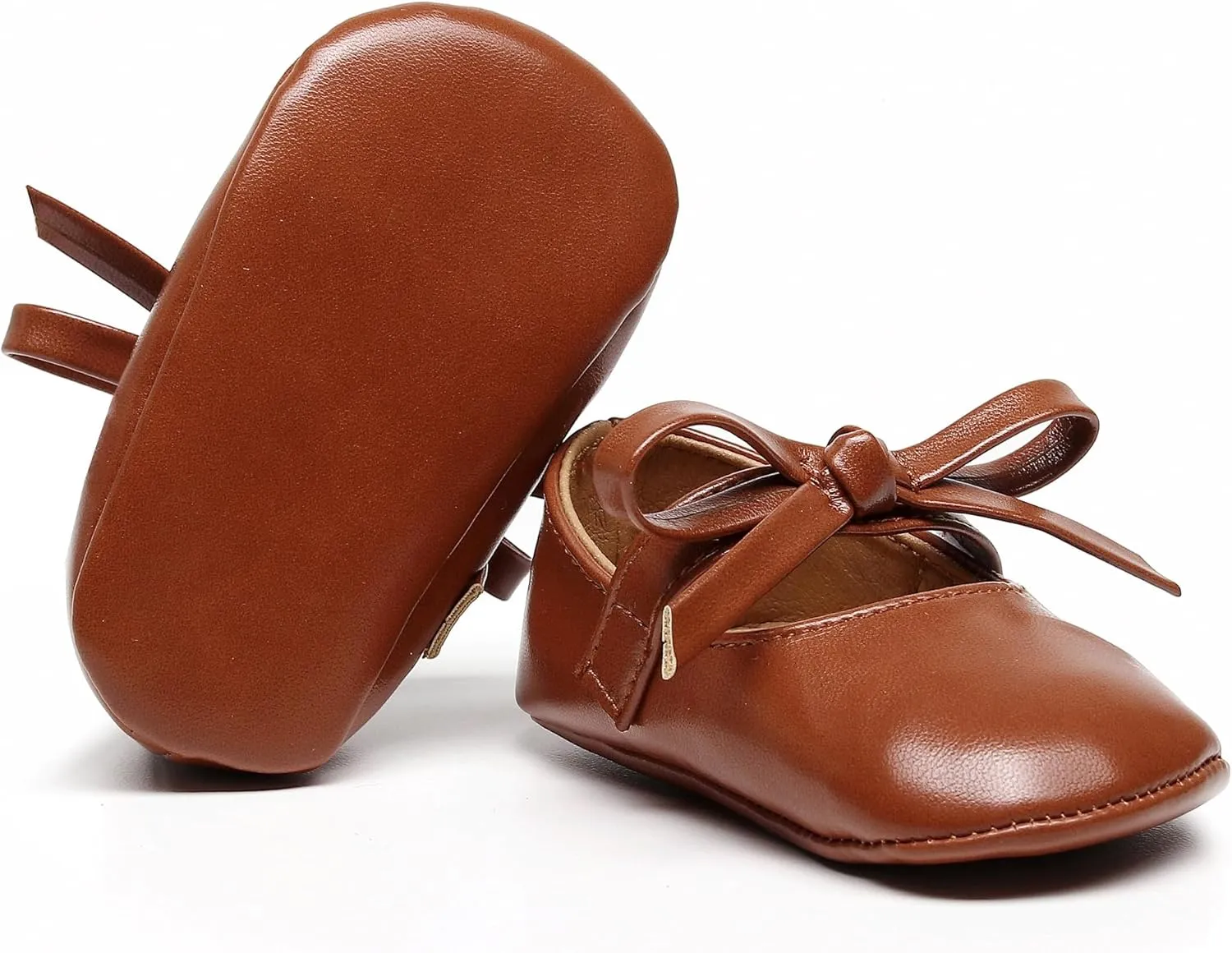 HONGTEYA Baby Girls Ballet Dress Shoes - Mary Jane Soft Sole Sidebow Toddler Moccasins