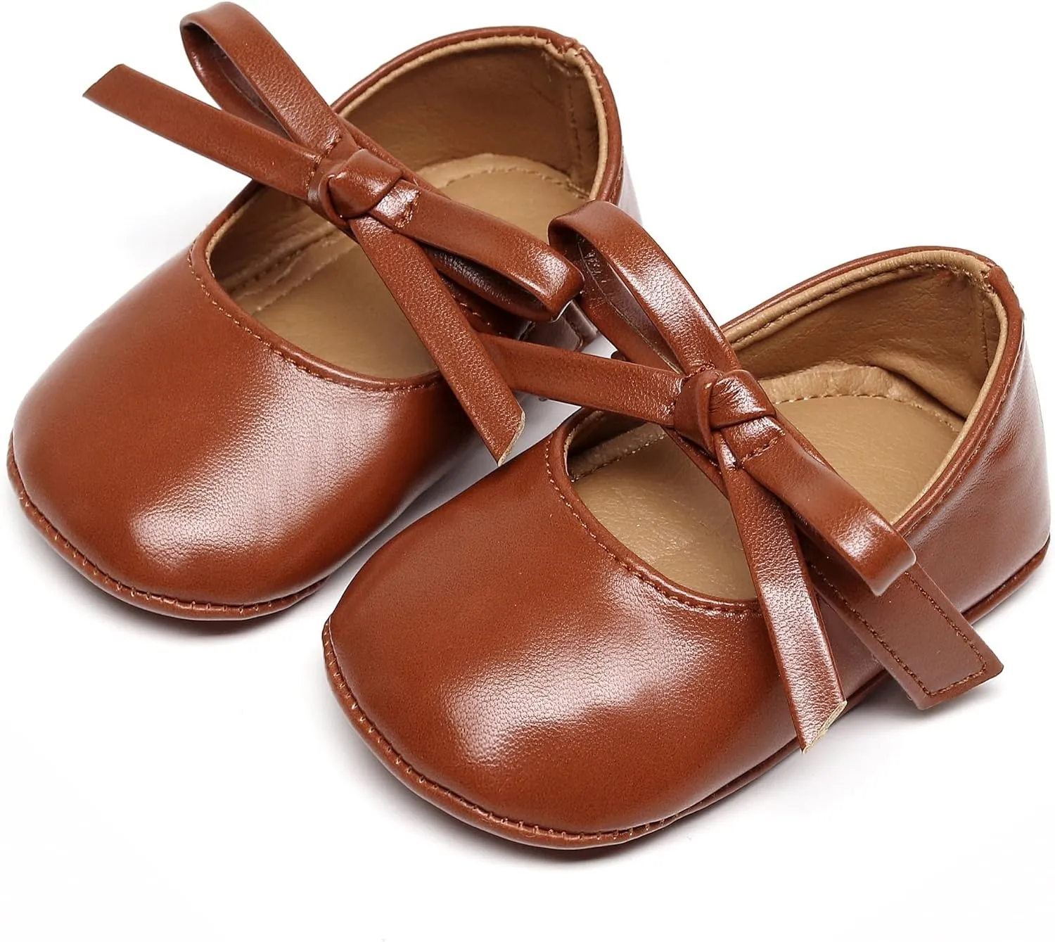 HONGTEYA Baby Girls Ballet Dress Shoes - Mary Jane Soft Sole Sidebow Toddler Moccasins