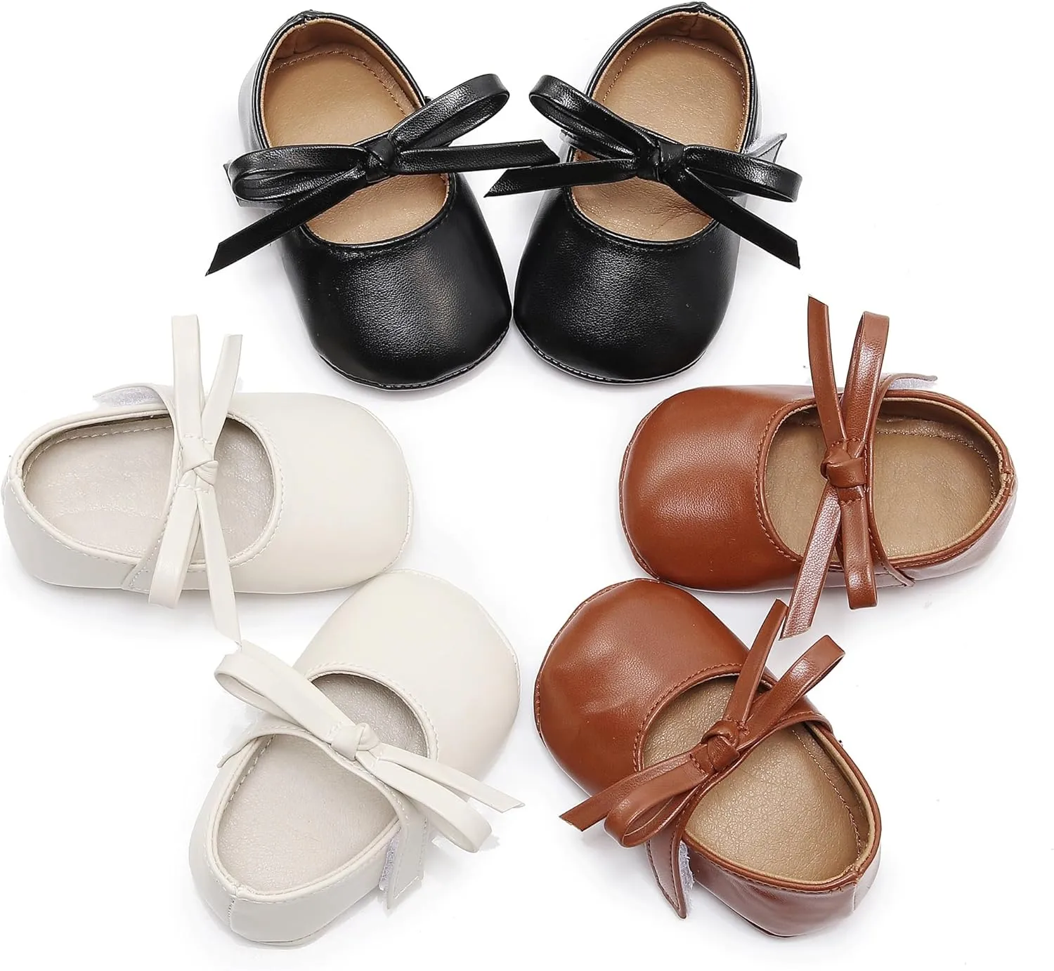 HONGTEYA Baby Girls Ballet Dress Shoes - Mary Jane Soft Sole Sidebow Toddler Moccasins