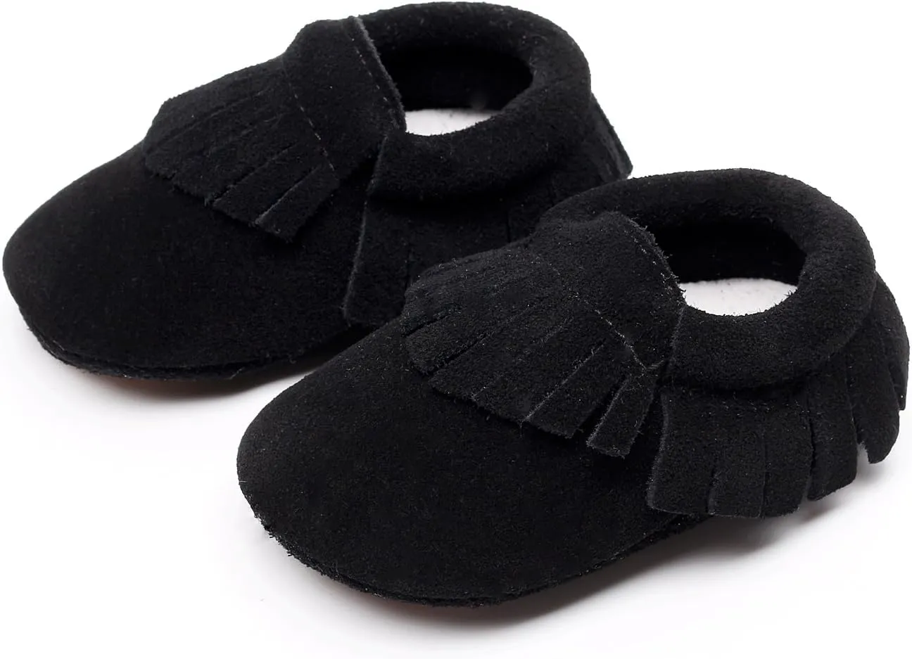 HONGTEYA Leather Baby Moccasins Hard Soled Tassel Crib Toddler Shoes for Boys and Girls…