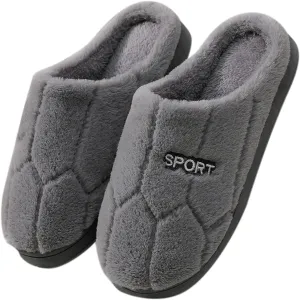 House Slippers for Men with Fuzzy Collar Memory Foam Bedroom Slippers Non-Slip Cute Indoor Bedroom Home Slippers