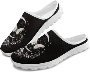 JoyLamoria Animal Pattern Womens Shoes Mule Backless Sneakers Sport Fashion Clog Casual Soft Lightweight Slip on Mesh
