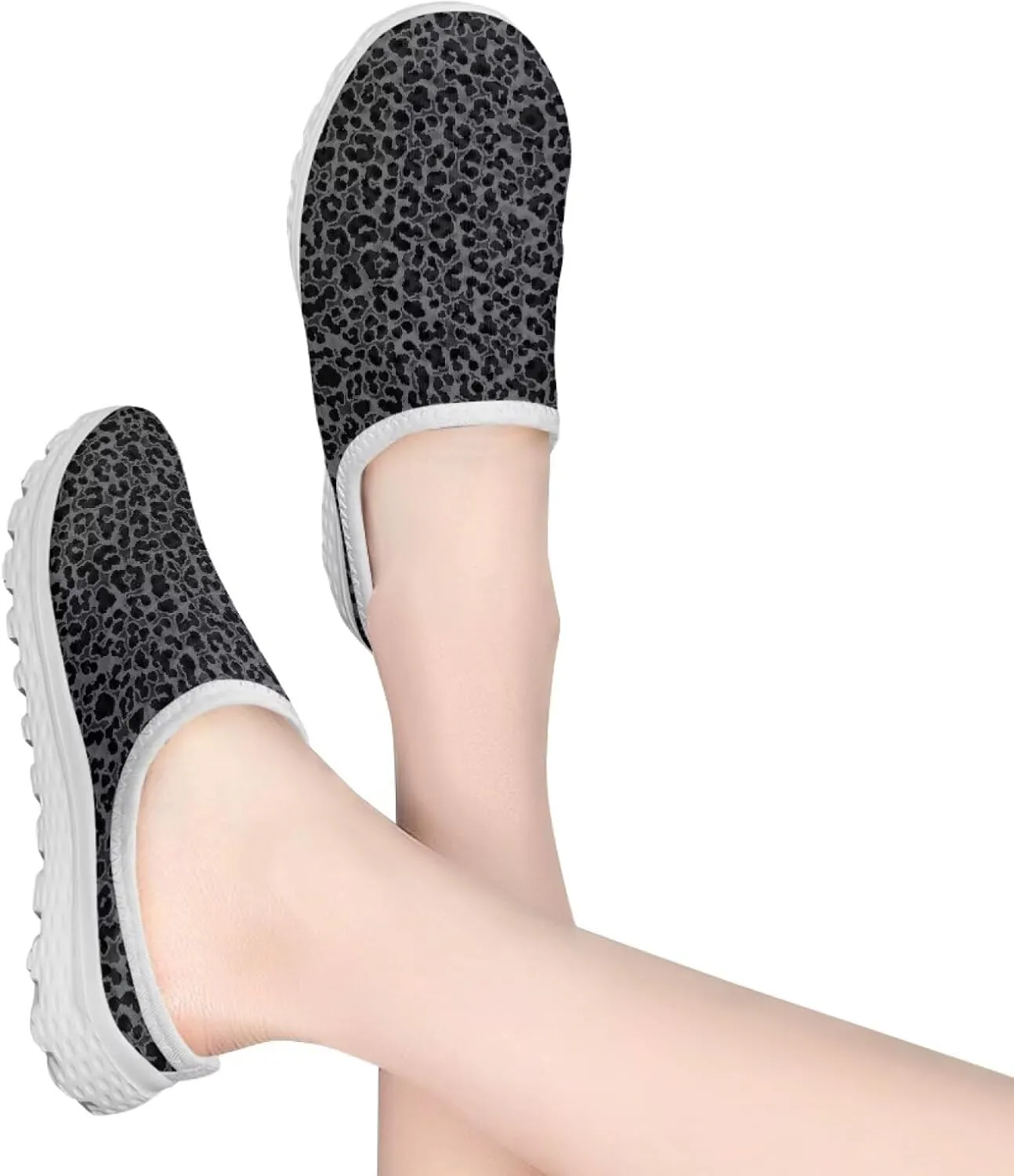 JoyLamoria Animal Print Womens Shoes Mule Lightweight Backless Clog Soft Breathable Sneakers Mesh Sport House