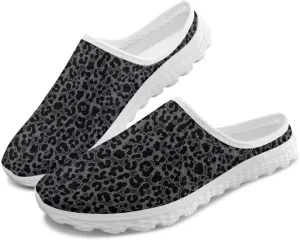 JoyLamoria Animal Print Womens Shoes Mule Lightweight Backless Clog Soft Breathable Sneakers Mesh Sport House