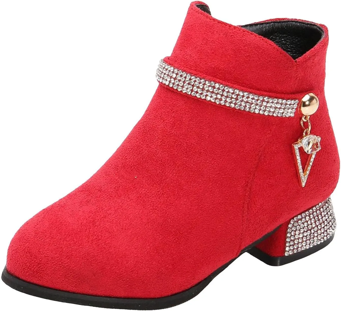 Kids Winter Boots Girls Dress Boots Short Shoes Girls Ankle Boots Low Heel Side Zipper Fall Winter Booties Outdoor Shoes