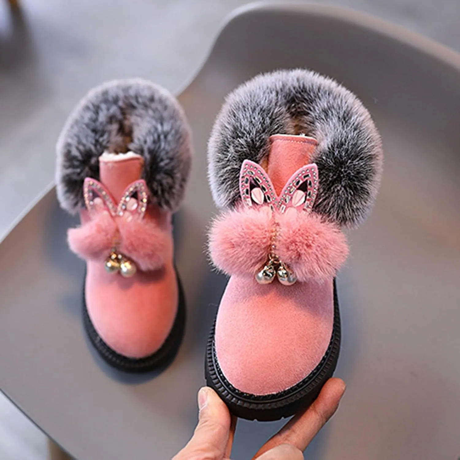 Kids Winter Boots Snow Boots for Girls Warm Winter Ankle Boots Cozy Fuzzy Non-Slip Comfortable Fashion Outdoor Boots