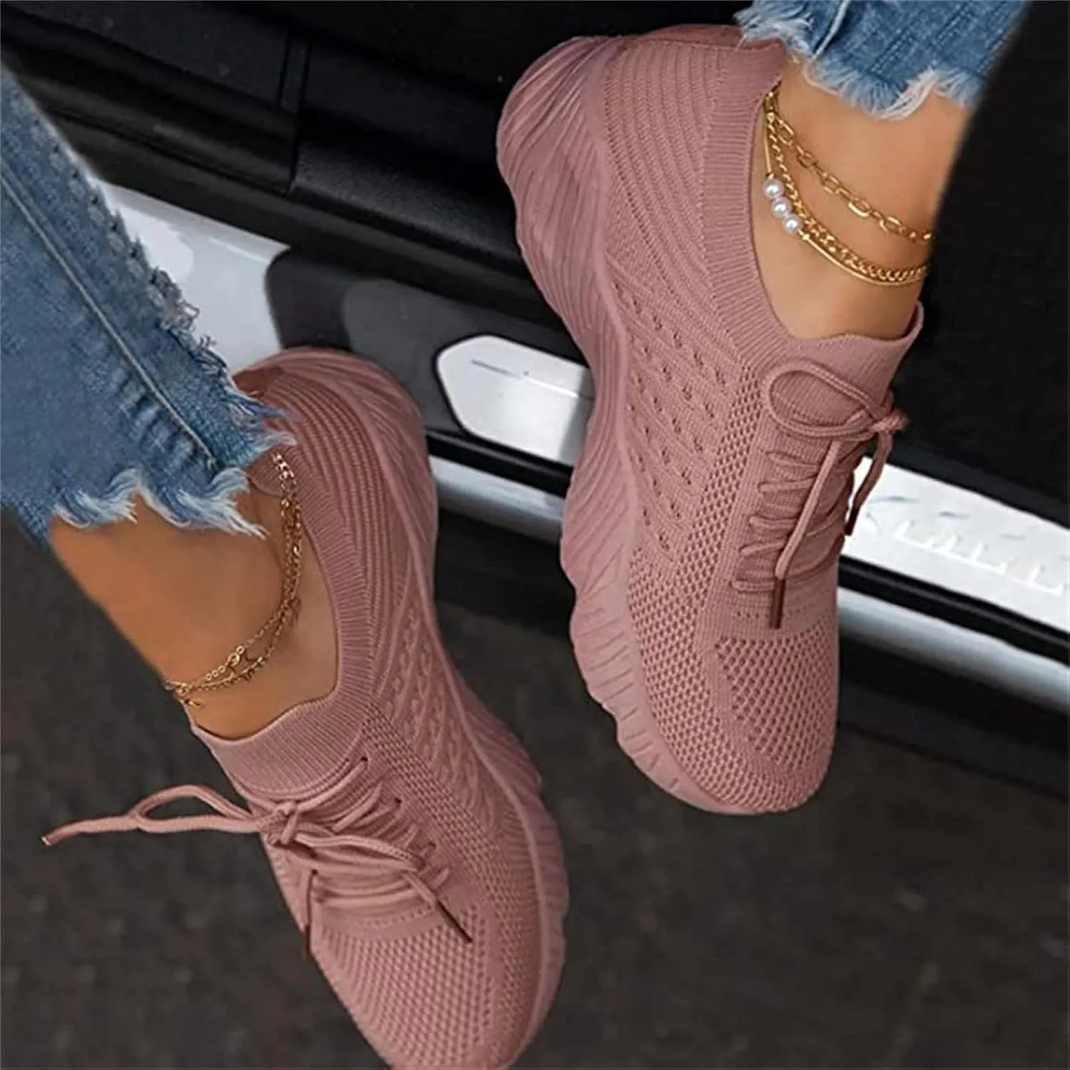 Ladmiple Shoes For Women Sneakers Slip On Walking Shoes Lightweight Athletic Gym Comfort Fashion Tennis Running Shoes