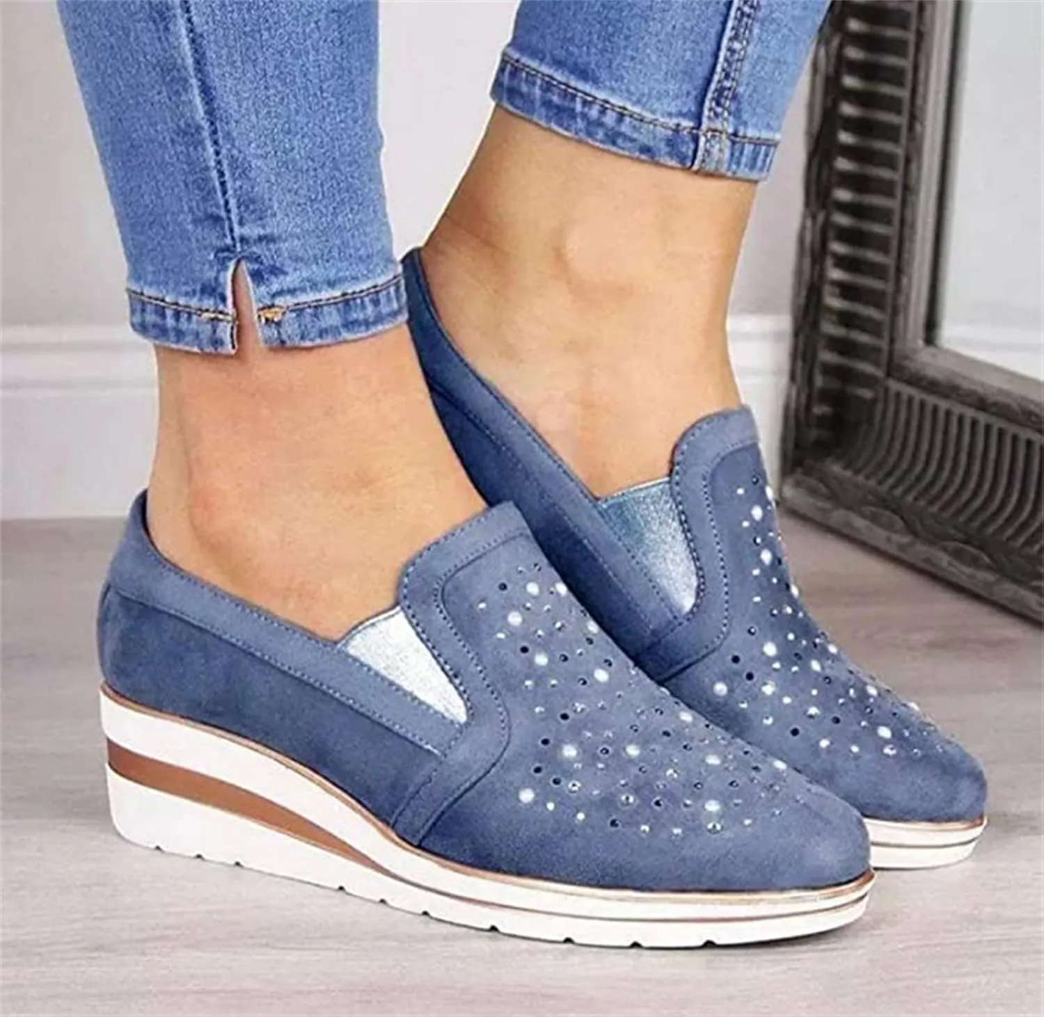 Ladmiple Sneakers For Women Comfortable Shoes Slip On Platform Shoes Fashion Dressy Casual Summer Walking Flats Loafers