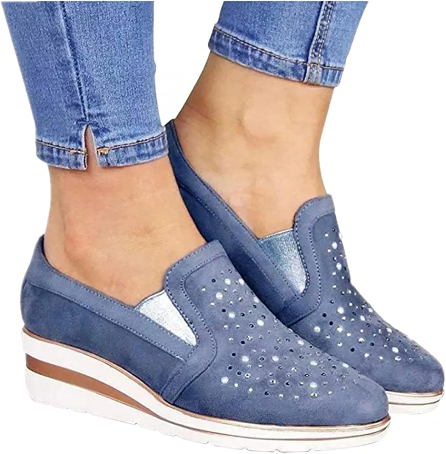 Ladmiple Sneakers For Women Comfortable Shoes Slip On Platform Shoes Fashion Dressy Casual Summer Walking Flats Loafers
