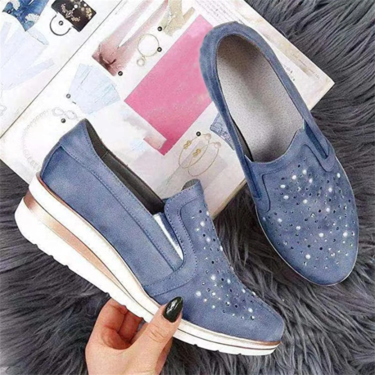 Ladmiple Sneakers For Women Comfortable Shoes Slip On Platform Shoes Fashion Dressy Casual Summer Walking Flats Loafers
