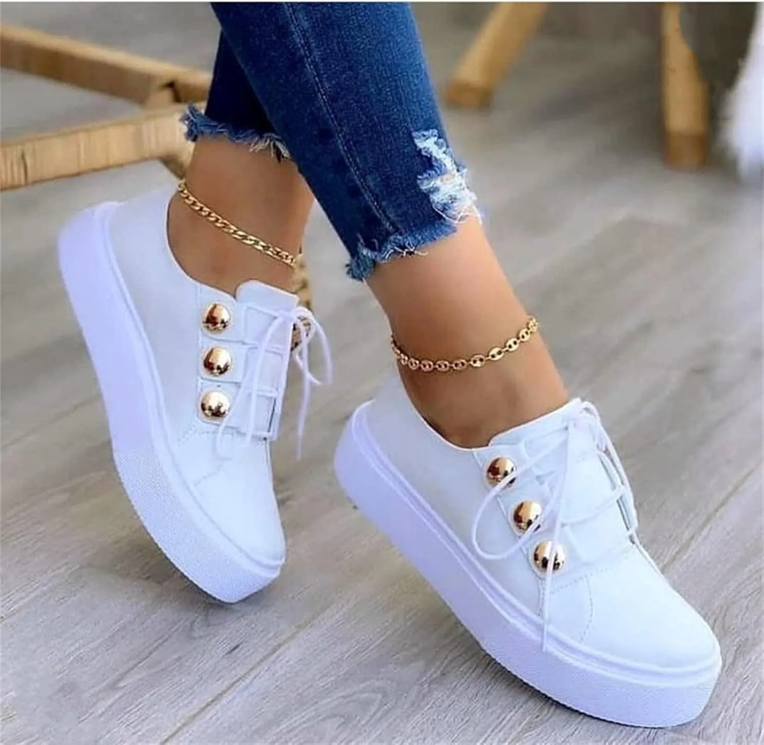 Lausiuoe Shoes For Women Sneakers Trendy Fashion Slip On Canvas Loafers Casual Lightweight Comfort Flat Walking Shoes