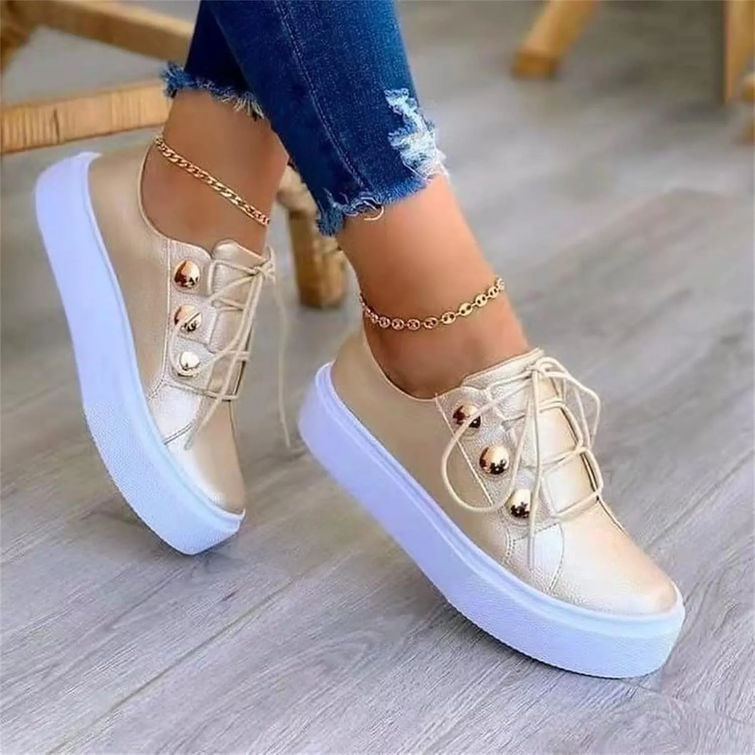 Lausiuoe Sneakers For Women Walking Shoes Comfortable Slip on Canvas Shoes Low Top Non Slip Fashion Casual Flat Loafers