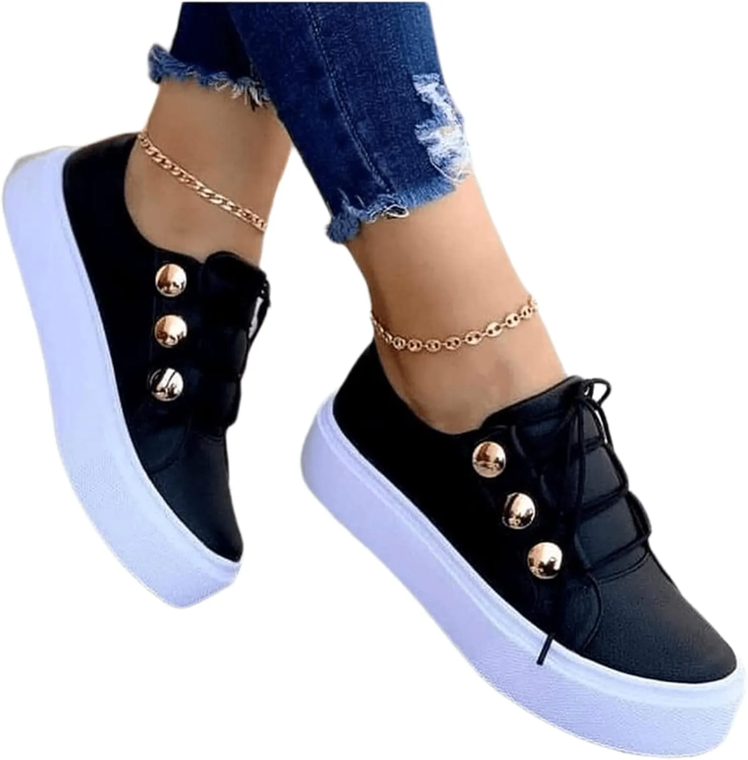 Lausiuoe Sneakers For Women Walking Shoes Comfortable Slip On Fashion Canvas Sneakers Casual Soft Non-Slip Flat Loafers