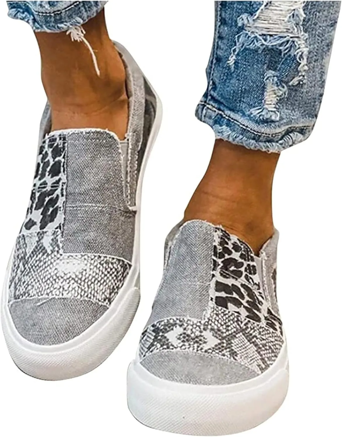 Lausiuoe Walking Shoes Women Women's Canvas Shoes Low Cut Sneaker Casual Walking Shoes Classic Fall Fashion Lightweight Soft Comfort Breathable Slip On Flat Loafers