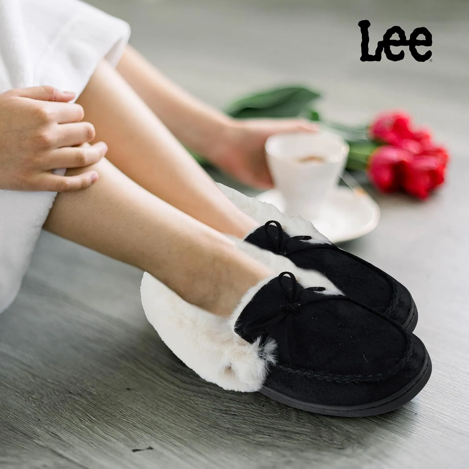 Lee Womens Slippers Gifts for Women Cozy House Slippers for women moccasins Fur Sherpa Indoor Outdoor