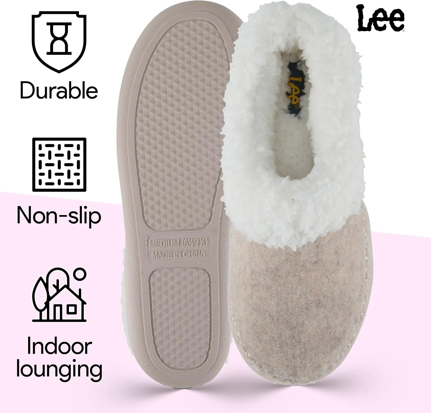 Lee Womens Slippers Gifts for Women Cozy House Slippers for women moccasins Fur Sherpa Indoor Outdoor