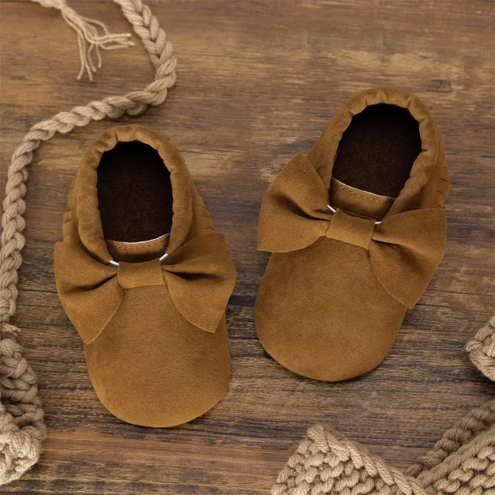 Meckior Infant Baby Girls Boys Premium Soft Sole Tassel Bowknot Moccasins Toddler Prewalker Princess Anti-Slip Crib Baptism Loafers Shoes