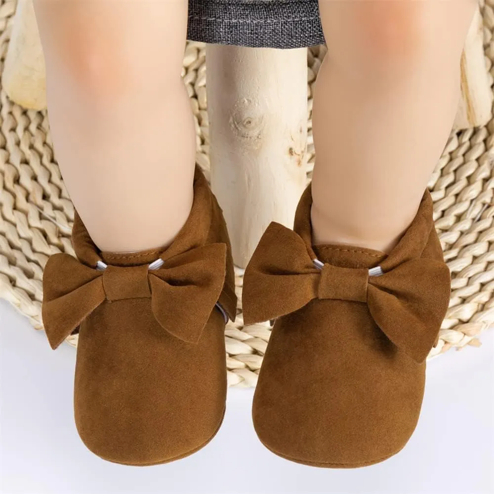 Meckior Infant Baby Girls Boys Premium Soft Sole Tassel Bowknot Moccasins Toddler Prewalker Princess Anti-Slip Crib Baptism Loafers Shoes