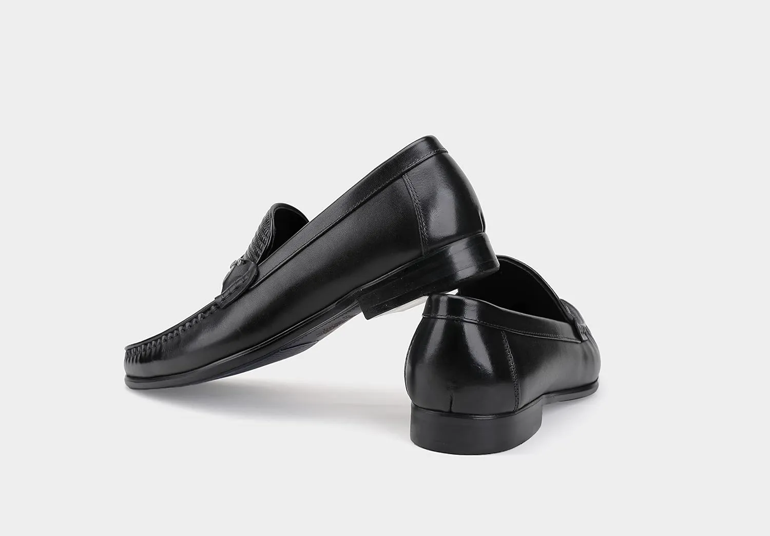 Mens Black Dress Shoes Featuring Hand Finishes, Classic Loafers Leather Slip-on Penny Party Wedding Shoes for Men
