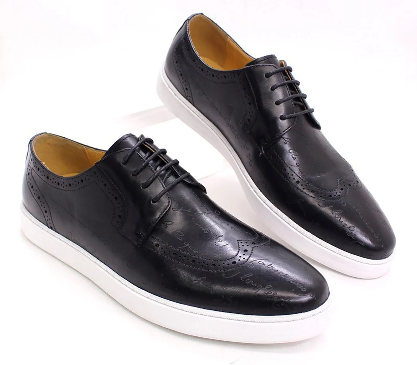 Mens Casual Shoes Flat Shoes Genunie Leather Wingtip Brogues Dress Derby Modern Shoes Men's Fashion Prom Wedding Business Oxfords Comfortable Tuxedo Shoes for Men