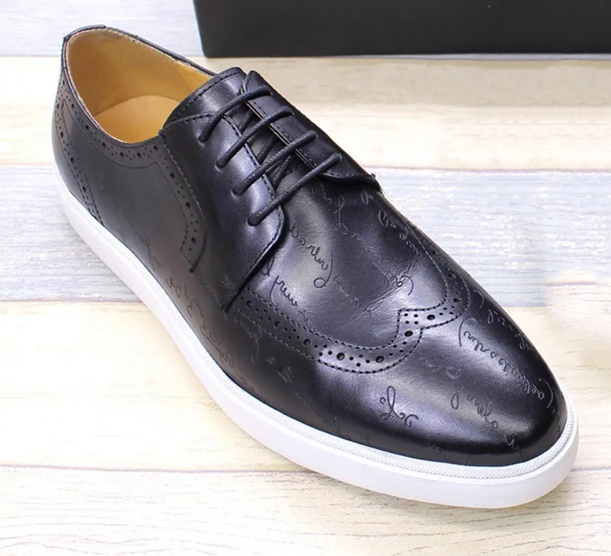 Mens Casual Shoes Flat Shoes Genunie Leather Wingtip Brogues Dress Derby Modern Shoes Men's Fashion Prom Wedding Business Oxfords Comfortable Tuxedo Shoes for Men
