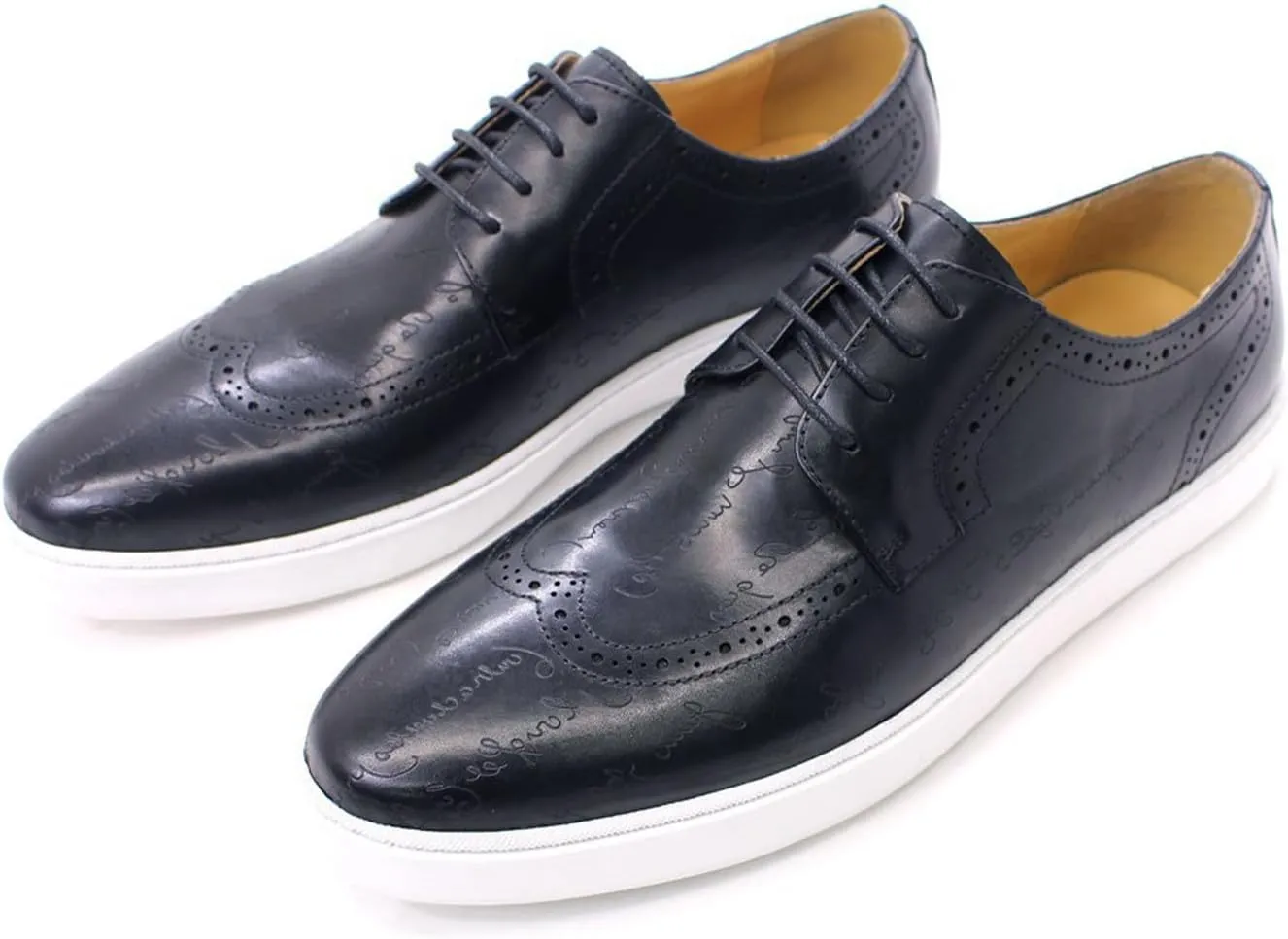 Mens Casual Shoes Flat Shoes Genunie Leather Wingtip Brogues Dress Derby Modern Shoes Men's Fashion Prom Wedding Business Oxfords Comfortable Tuxedo Shoes for Men