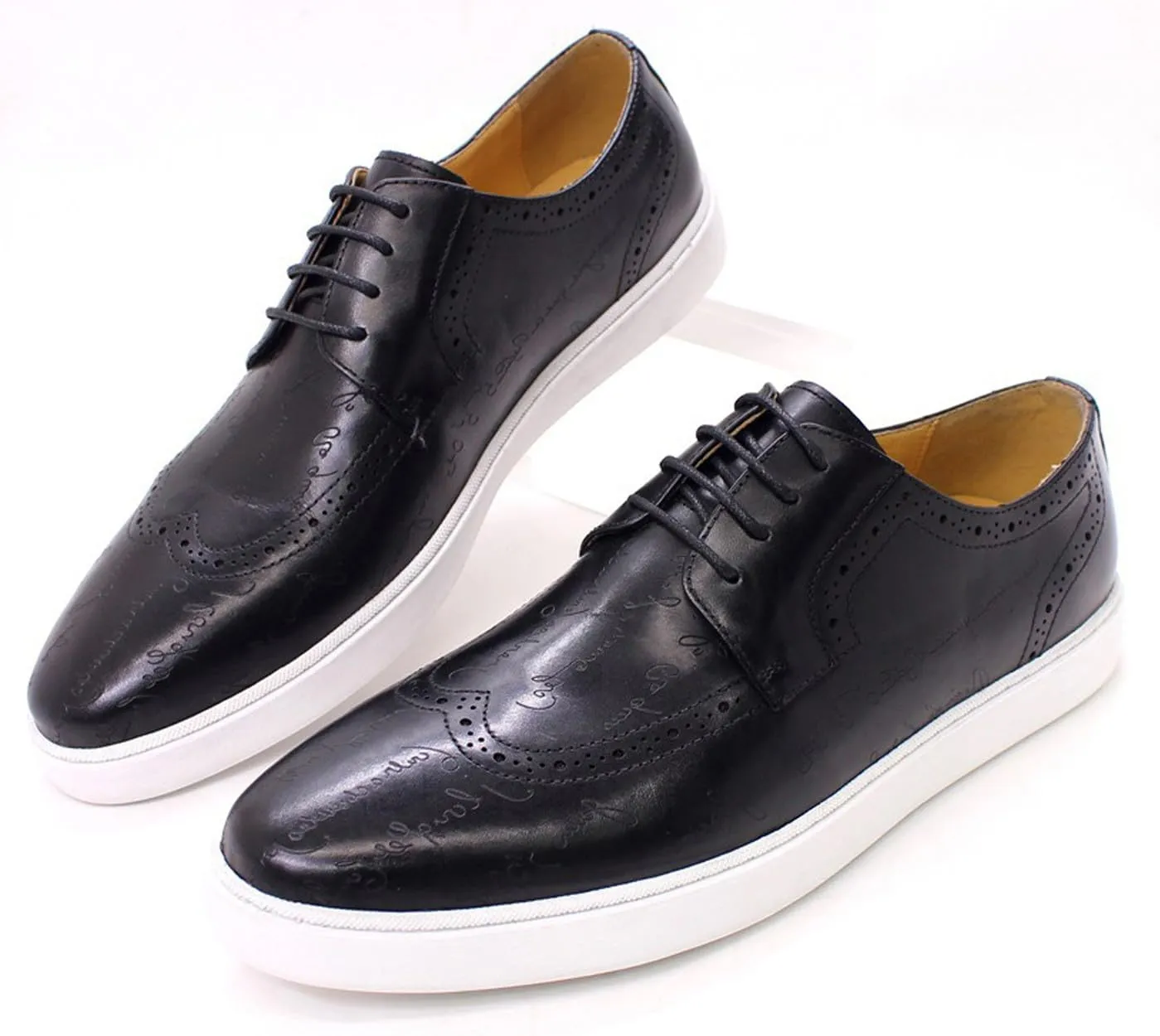 Mens Casual Shoes Flat Shoes Genunie Leather Wingtip Brogues Dress Derby Modern Shoes Men's Fashion Prom Wedding Business Oxfords Comfortable Tuxedo Shoes for Men