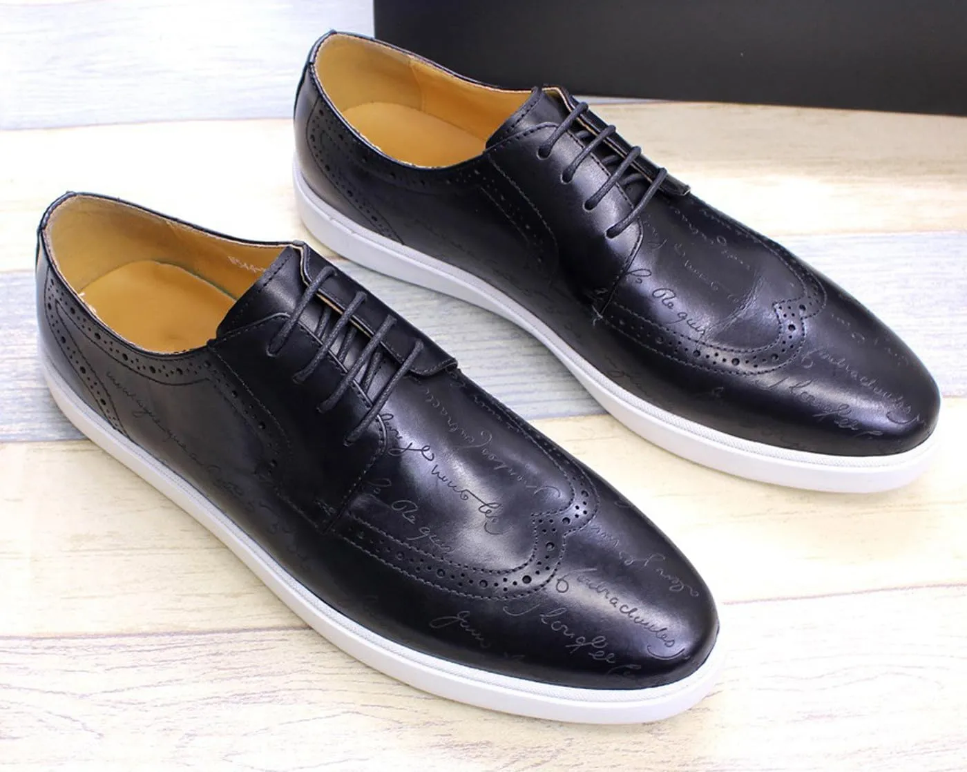 Mens Casual Shoes Flat Shoes Genunie Leather Wingtip Brogues Dress Derby Modern Shoes Men's Fashion Prom Wedding Business Oxfords Comfortable Tuxedo Shoes for Men