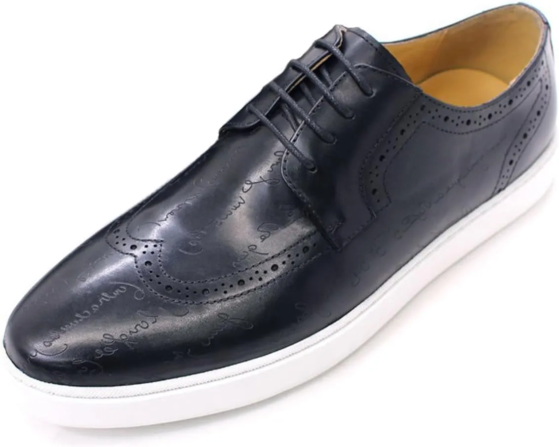 Mens Casual Shoes Flat Shoes Genunie Leather Wingtip Brogues Dress Derby Modern Shoes Men's Fashion Prom Wedding Business Oxfords Comfortable Tuxedo Shoes for Men