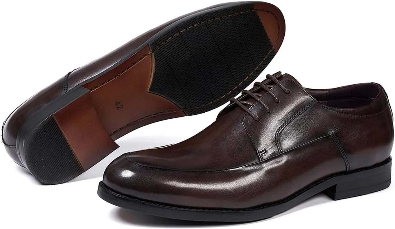 Mens Dress Shoes Formal Derby Shoes Genunie Leather Whole Cut Suit Shoes Men's Fashion Prom Wedding Business Causal Oxfords Comfortable Tuxedo Shoes for Men