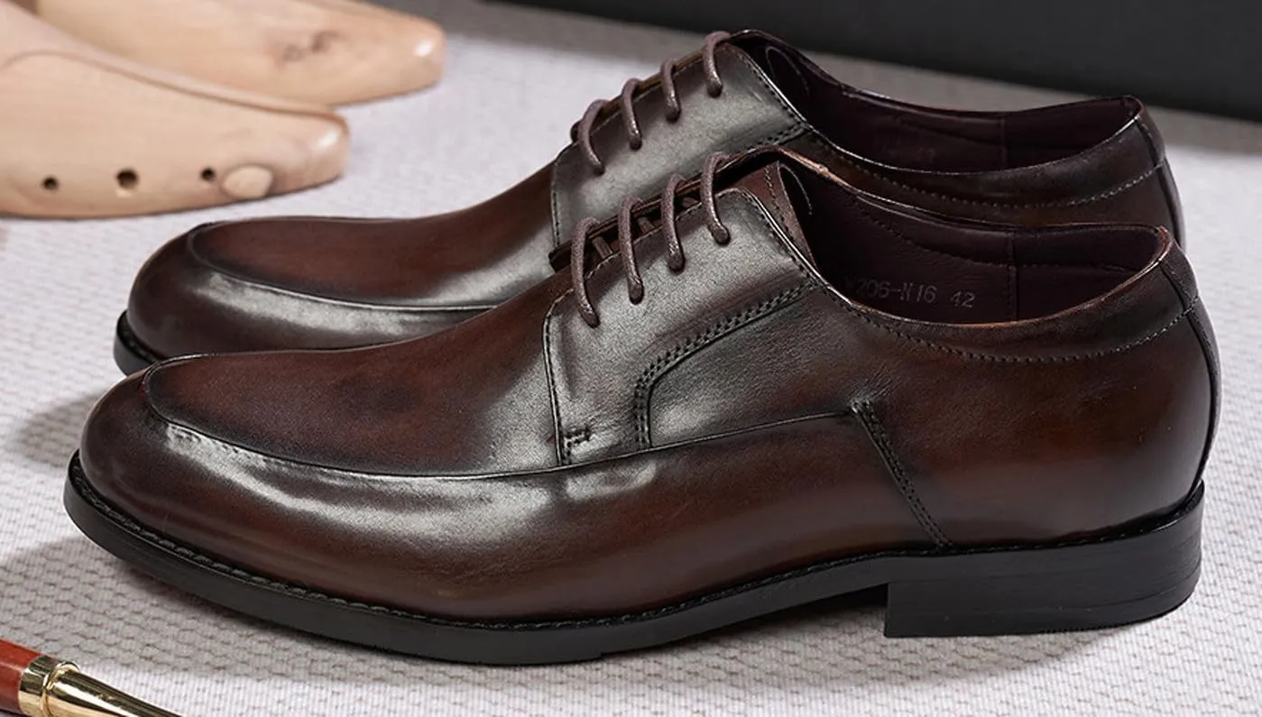 Mens Dress Shoes Formal Derby Shoes Genunie Leather Whole Cut Suit Shoes Men's Fashion Prom Wedding Business Causal Oxfords Comfortable Tuxedo Shoes for Men