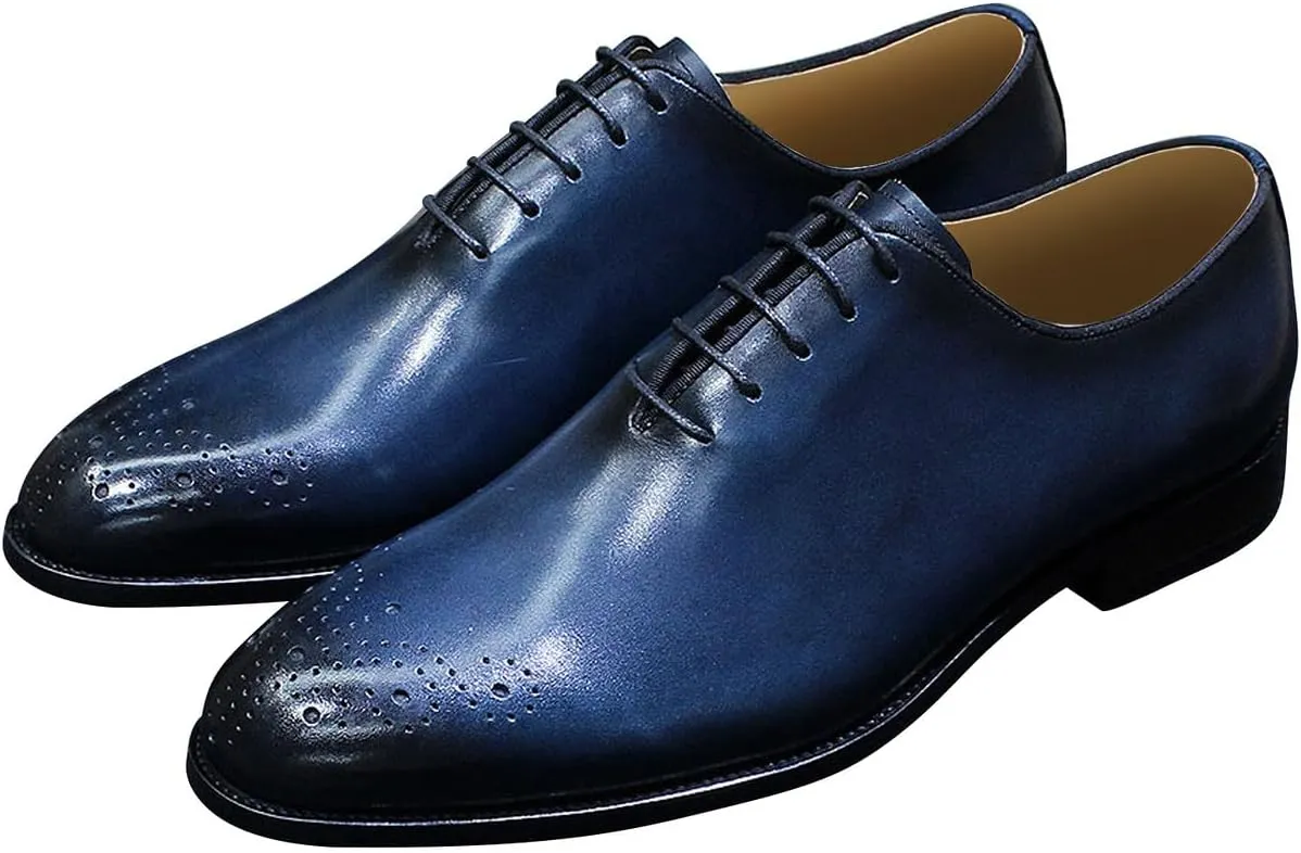 Mens Dress Shoes Formal Oxfords Suit Shoes Genunie Leather Whole Cut Oxfords Fashion Prom Wedding Business Causal Derby Comfortable Tuxedo Shoes for Men
