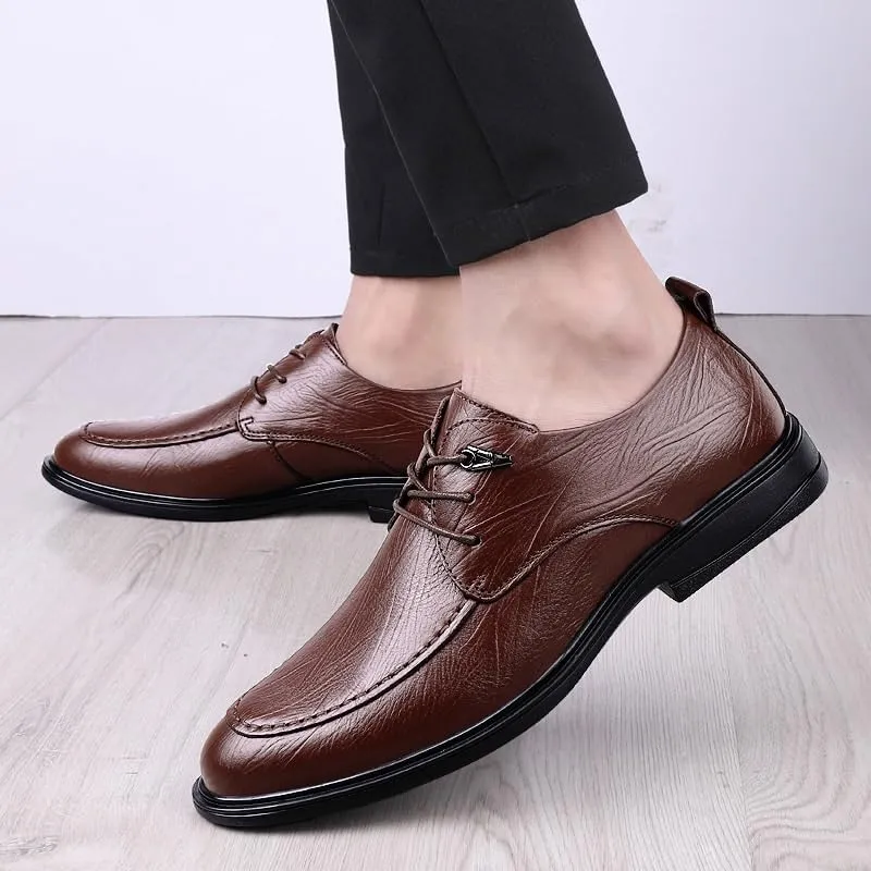 Men's Genuine Leather Lace-Up Dress Shoes Non-Slip Softsole Walking Oxford Shoes Modern Business Office Derby Shoes for Men