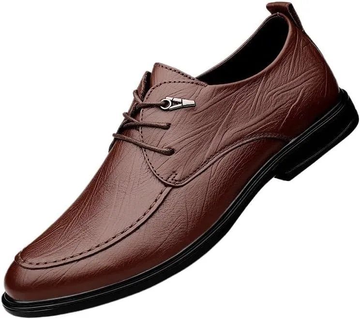Men's Genuine Leather Lace-Up Dress Shoes Non-Slip Softsole Walking Oxford Shoes Modern Business Office Derby Shoes for Men