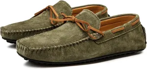 Men's Genuine Leather Moccasins Penny Loafers Casual Lace Up Slip On Gommino Flat Driving Shoes Comfort Dress Boat Shoes