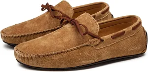 Men's Genuine Leather Moccasins Penny Loafers Casual Lace Up Slip On Gommino Flat Driving Shoes Comfort Dress Boat Shoes