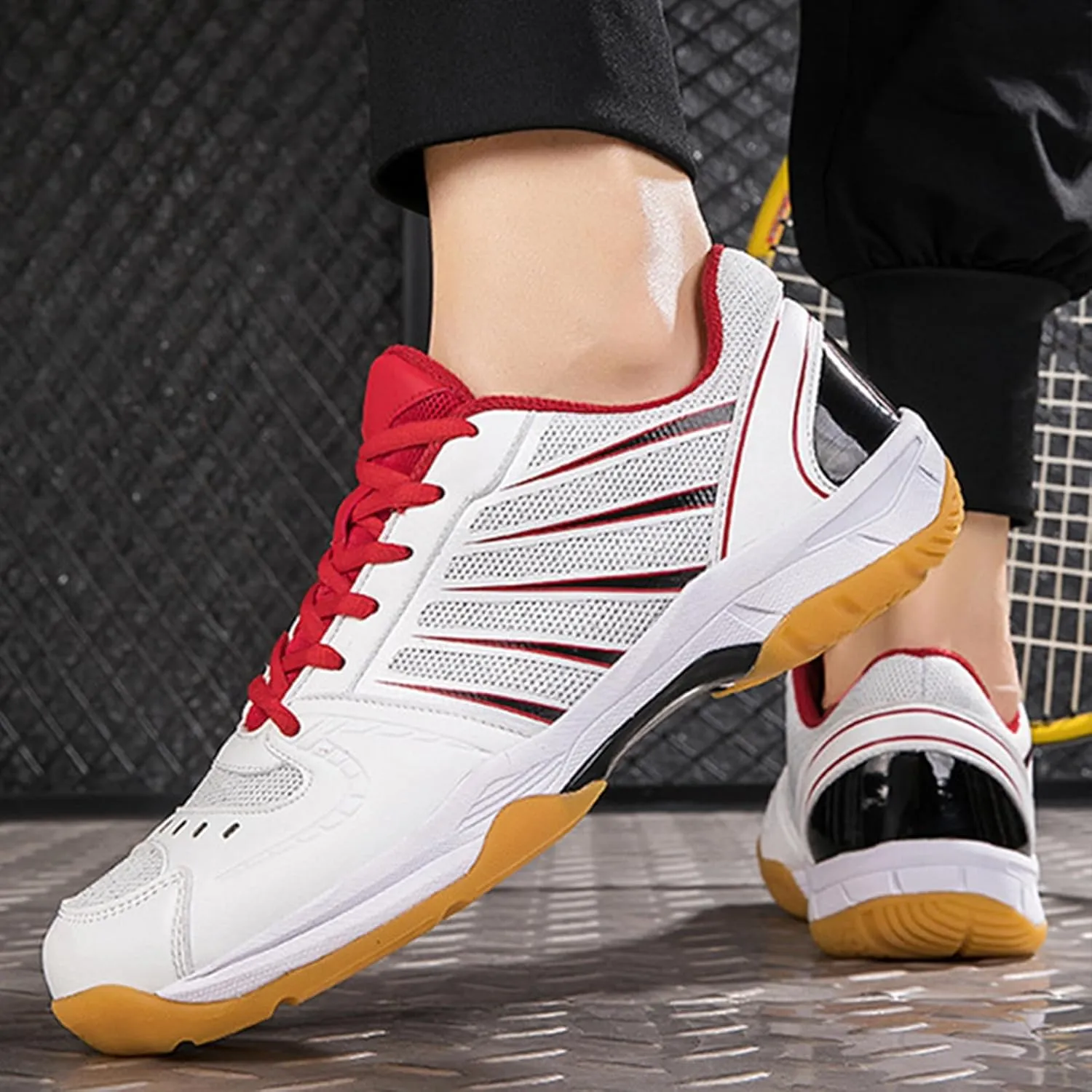 Men's Indoor Court Shoes Pickleball Badminton Sneakers Breathable for Training - Adults Support Sneakers