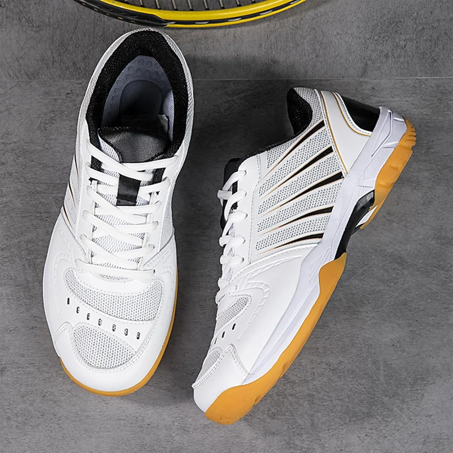 Men's Indoor Court Shoes Pickleball Badminton Sneakers Breathable for Training - Adults Support Sneakers